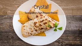  Presentation with breakfast burrito - Slide set featuring burrito with chips background and a coral colored foreground