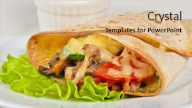  Presentation with breakfast burrito - Presentation theme featuring burrito with meat cheese background and a lemonade colored foreground