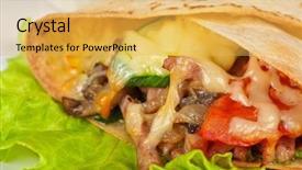  Presentation with breakfast burrito - Theme enhanced with burrito with meat cheese background and a yellow colored foreground