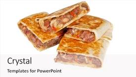 Presentation with breakfast burrito - Slide deck with burrito with meat cheese background and a white colored foreground