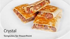  Presentation with breakfast burrito - Audience pleasing PPT theme consisting of burrito with meat cheese backdrop and a light gray colored foreground