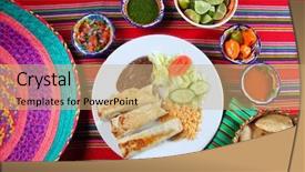  Presentation with mexican food mix colorful - Theme with burritos mexican rolled food rice background and a  colored foreground