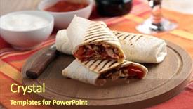  Presentation with wooden board for oktoberfest - Slide deck consisting of burritos on a round wooden background and a  colored foreground