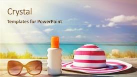  Presentation with tint sunglasses - Beautiful PPT theme featuring burst beam - hat and sunglasses backdrop and a  colored foreground