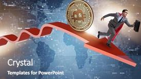  Presentation with crash - Cool new presentation theme with bursting bubble - bitcoin chasing businessman in cryptocurrency backdrop and a teal colored foreground