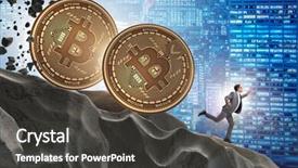  Presentation with blockchain - Audience pleasing presentation consisting of bursting bubble - bitcoin chasing businessman in cryptocurrency backdrop and a dark gray colored foreground