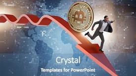  Presentation with price - Beautiful PPT theme featuring bursting bubble - bitcoin chasing businessman in cryptocurrency backdrop and a  colored foreground