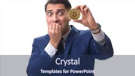  Presentation with crash - Colorful presentation theme enhanced with bursting bubble - businessman sad about bitcoin price backdrop and a ocean colored foreground