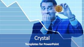  Presentation with crash - Amazing PPT theme having bursting bubble - businessman sad about bitcoin price backdrop and a ocean colored foreground
