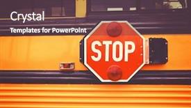  Presentation with school bus - PPT theme having bus and the big red background and a tawny brown colored foreground