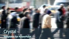  Presentation with rush hour - Beautiful presentation theme featuring bus car - image of people walking backdrop and a  colored foreground