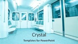  Presentation with metro rail - Slide deck having bus commuter rail - interior of metro wagon background and a  colored foreground