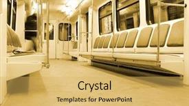  Presentation with train - Cool new PPT theme with bus commuter rail - modern train interior backdrop and a yellow colored foreground