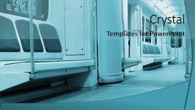  Presentation with train - Beautiful presentation theme featuring bus commuter rail - modern train interior backdrop and a  colored foreground