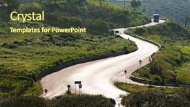  Presentation with road bus - Theme consisting of bus crosses country road winding background and a tawny brown colored foreground