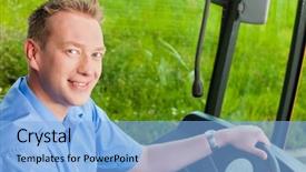  Presentation with bus - Beautiful PPT layouts featuring bus driver sitting in his backdrop and a light blue colored foreground