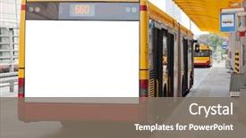  Presentation with advertising - PPT theme featuring bus for your advertising background and a gray colored foreground