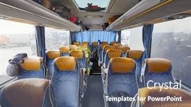  Presentation with bus stop - Slide set consisting of bus interior empty seats stop background and a ocean colored foreground