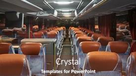  Presentation with bus - Colorful PPT theme enhanced with bus-interior-empty-seats backdrop and a tawny brown colored foreground