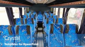  Presentation with passengers - Slides having bus-interior-with-empty-seats background and a teal colored foreground
