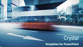  Presentation with road bus - Amazing theme having bus moving on urban road backdrop and a ocean colored foreground