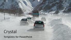  Presentation with blizzard - Audience pleasing slides consisting of bus pass - cars in blizzard backdrop and a light gray colored foreground