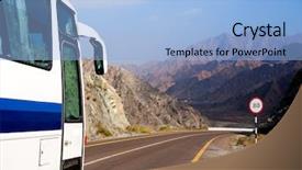  Presentation with road bus - Amazing theme having bus rides on mountain road backdrop and a light blue colored foreground