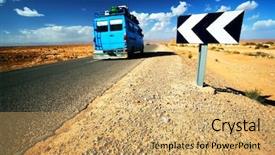  Presentation with sahara - Audience pleasing PPT theme consisting of bus road - traffic in sahara desert africa backdrop and a yellow colored foreground