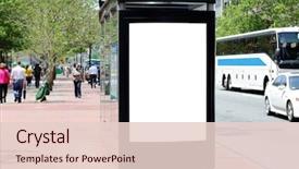  Presentation with bus shelter - Audience pleasing theme consisting of bus shelter advertising blank billboard backdrop and a lemonade colored foreground