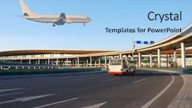  Presentation with in flight - Amazing slides having bus station - flight arriving new airport backdrop and a light blue colored foreground