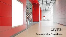  Presentation with bus station - PPT theme featuring bus station - large billboard for advertisement use background and a soft green colored foreground