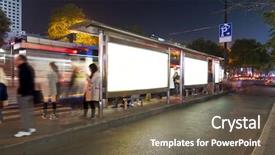  Presentation with bus stop - Beautiful slide deck featuring bus stop at night backdrop and a tawny brown colored foreground