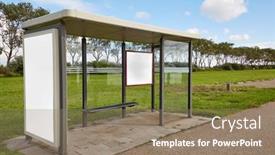  Presentation with bus stop - Presentation theme featuring bus-stop-by-a-roadstide background and a  colored foreground