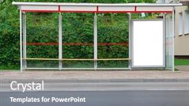  Presentation with bus stop - PPT theme consisting of bus stop in the street background and a gray colored foreground