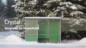  Presentation with bus stop - Slides enhanced with bus stop in winter environment background and a gray colored foreground