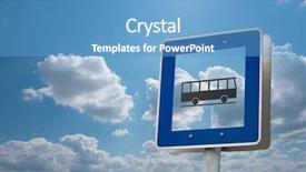  Presentation with bus stop - Slide deck consisting of bus stop sign against bright background and a teal colored foreground