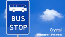  Presentation with bus stop - PPT theme consisting of bus stop sign background and a teal colored foreground