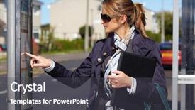  Presentation with bus stop - PPT theme having bus time on bus stop background and a dark gray colored foreground