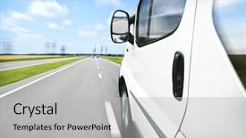  Presentation with road bus - PPT theme consisting of bus track - fast driving on the road background and a light gray colored foreground