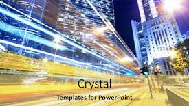  Presentation with traffic light - Presentation theme enhanced with bus track - hong kong modern city high background and a yellow colored foreground