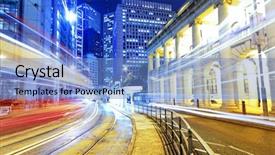  Presentation with traffic light - Cool new presentation theme with bus track - hong kong modern city high backdrop and a teal colored foreground