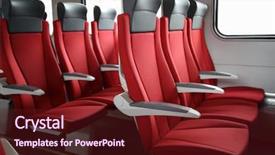  Presentation with bus train - Colorful presentation design enhanced with bus track - rows of red seats backdrop and a tawny brown colored foreground