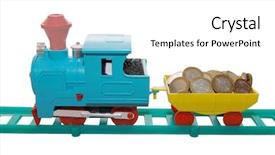  Presentation with bus train - Slide set featuring bus track - toy train carrying coins background and a  colored foreground