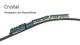  Presentation with train - Colorful PPT theme enhanced with bus track - toy train isolated on white backdrop and a white colored foreground