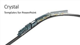  Presentation with train - Cool new slides with bus track - toy train isolated on white backdrop and a white colored foreground
