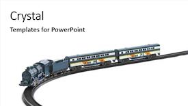 Presentation with train - Presentation design having bus track - toy train isolated on white background and a white colored foreground