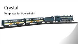  Presentation with train - Slides consisting of bus track - toy train isolated on white background and a white colored foreground