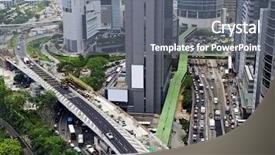  Presentation with hong kong finance - Cool new slides with bus track - traffic in hong kong city backdrop and a gray colored foreground