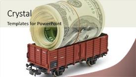  Presentation with train - Slide set enhanced with bus track - train with money isolated background and a soft green colored foreground