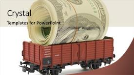  Presentation with bus train - Cool new presentation theme with bus track - train with money isolated backdrop and a mint green colored foreground